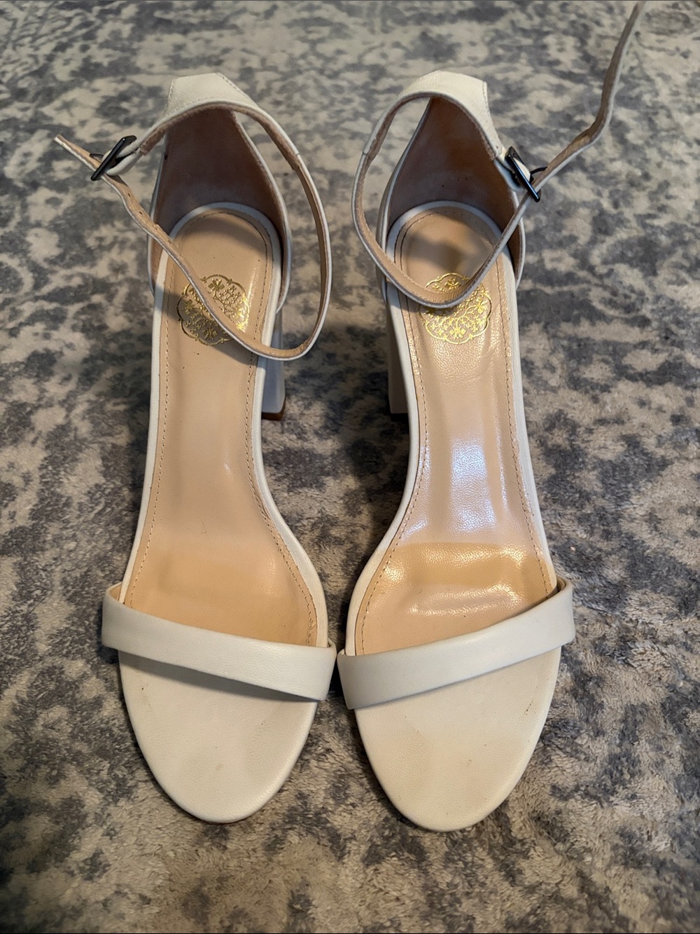Grace Loves Lace Cream Ankle-Strap Block Heel Sandals
